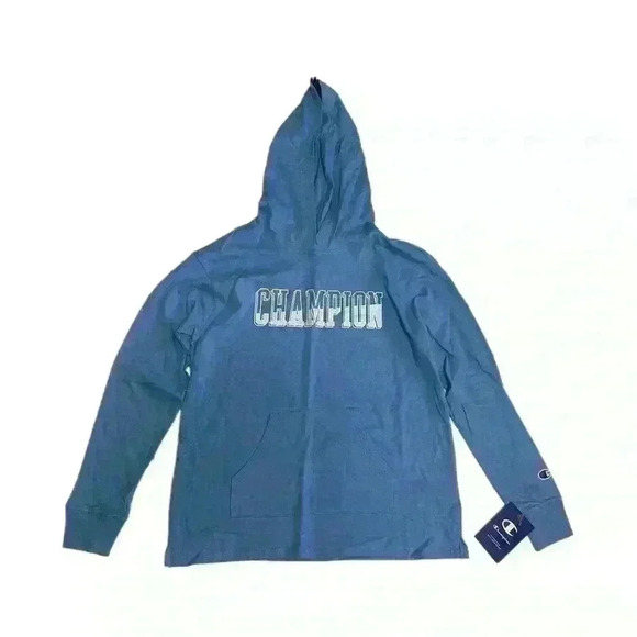 Champion Womens Cotton Logo Hoodie Blue Size XS gym activewear outdoor walking - Picture 3 of 10